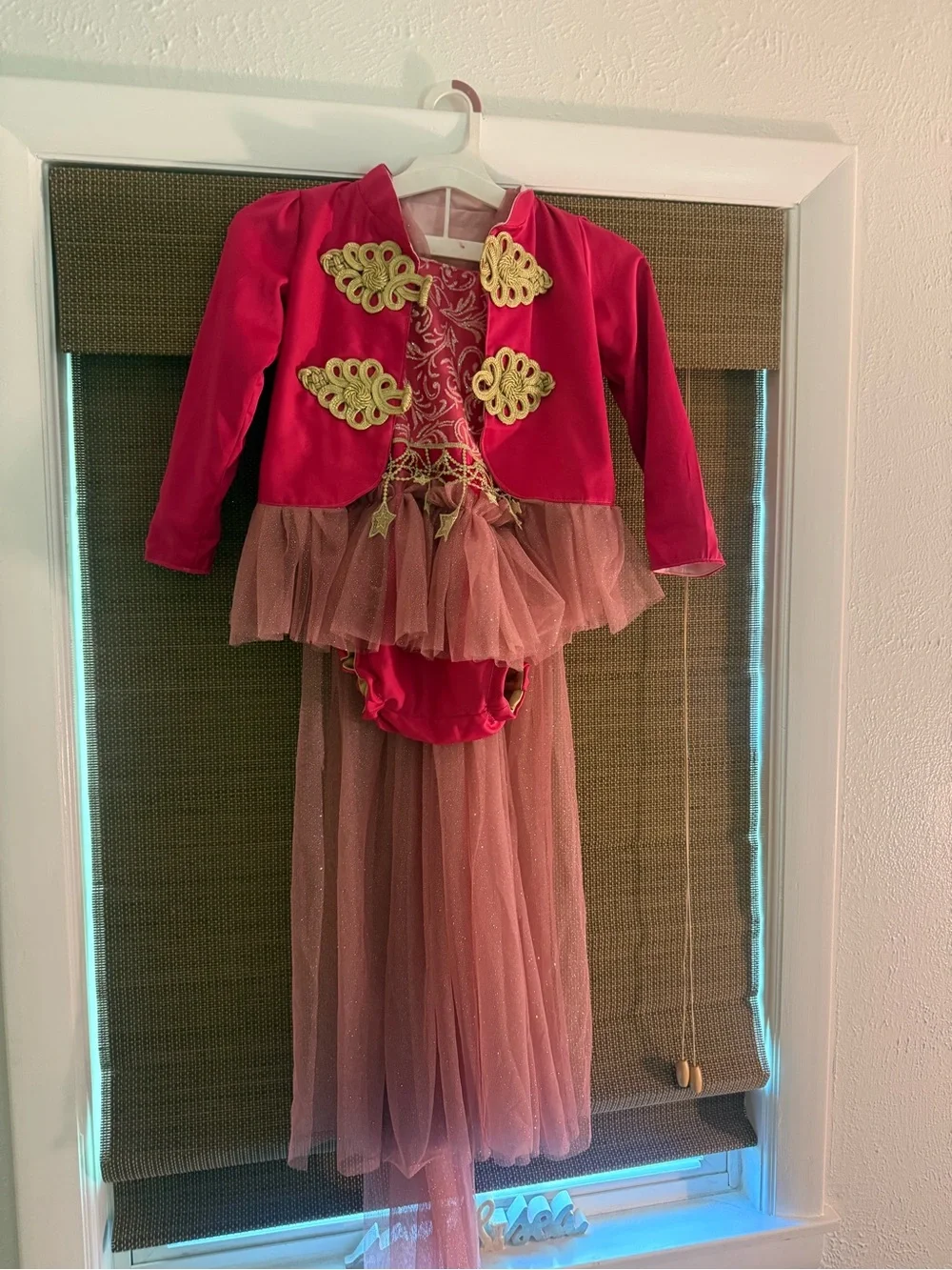 Excellent Preowned Condition (Wore 1x) Girl’s Handmade Ring Master Jacket/Romper